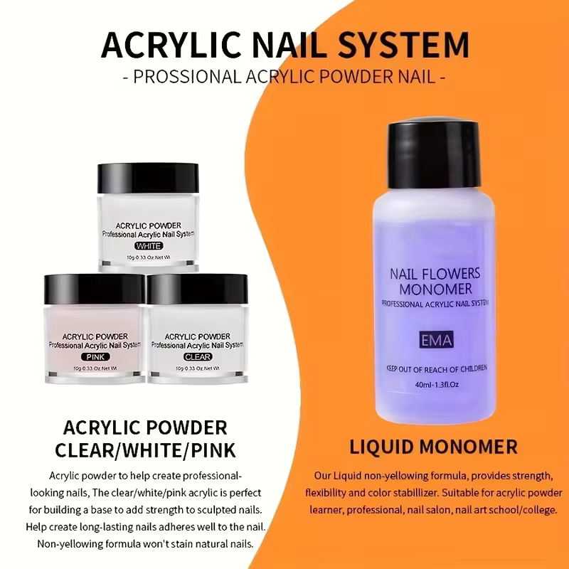 Poudre acrylique pour ongles et monomère liquide