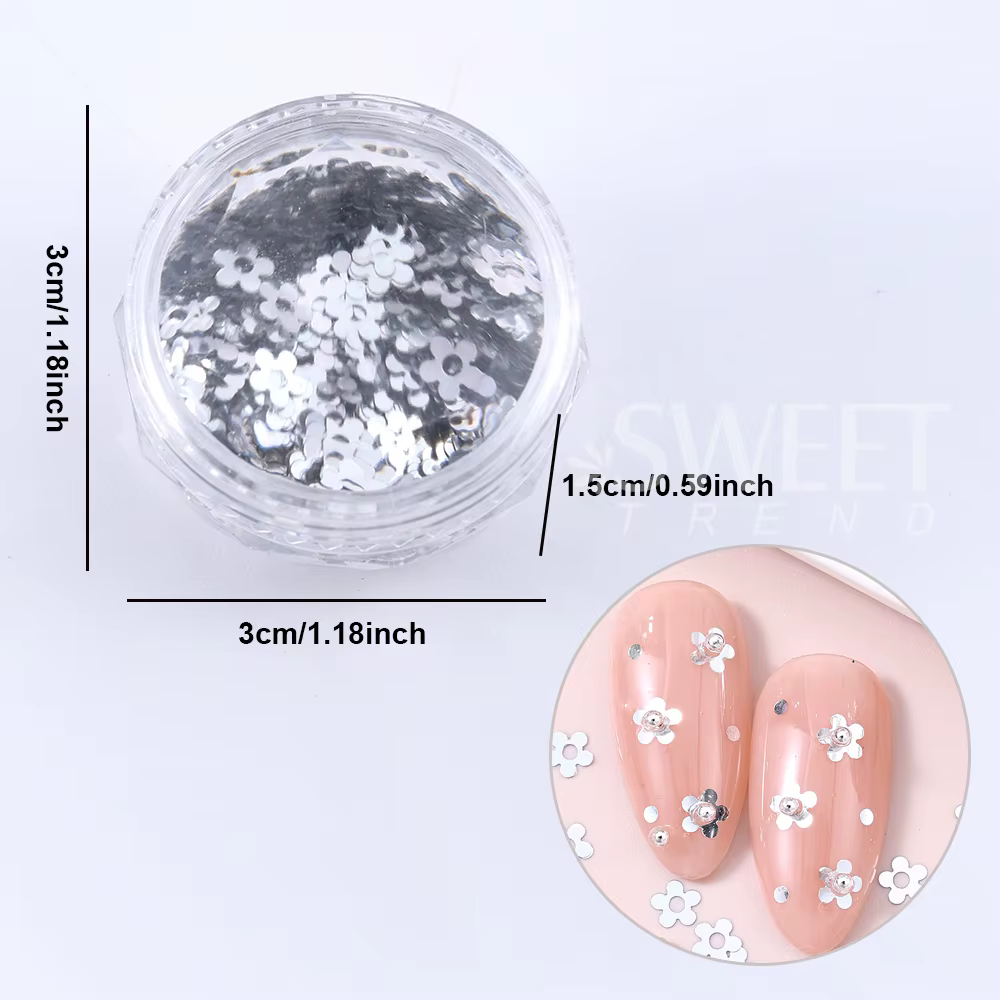 SWEET TREND - 2 Boîtes de Paillettes Dorées et Argentées pour Ongles