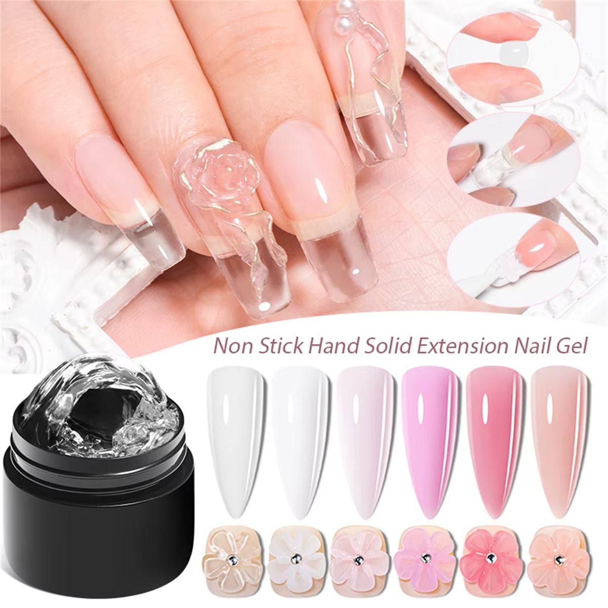 Vernis à ongles Gel d'extension de main antiadhésif clair 3D façonnage/sculpture/sculpture UV/LED Gel gelée laiteuse