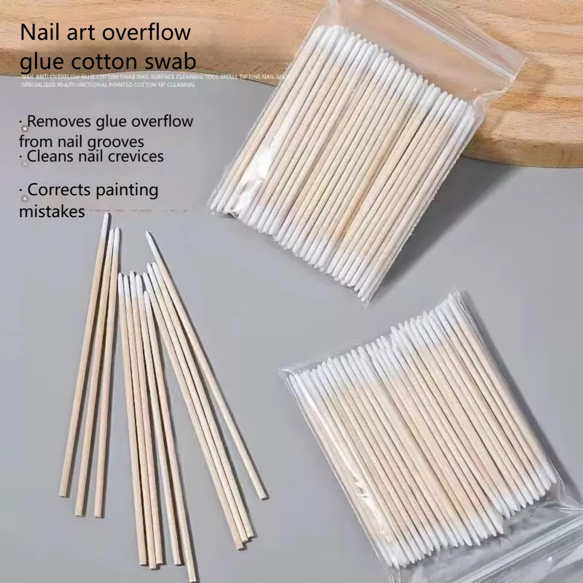 100/300/500 ongles pointe en bois coton-tige bourgeons jetable Ultra-détail correcteur dissolvant de vernis