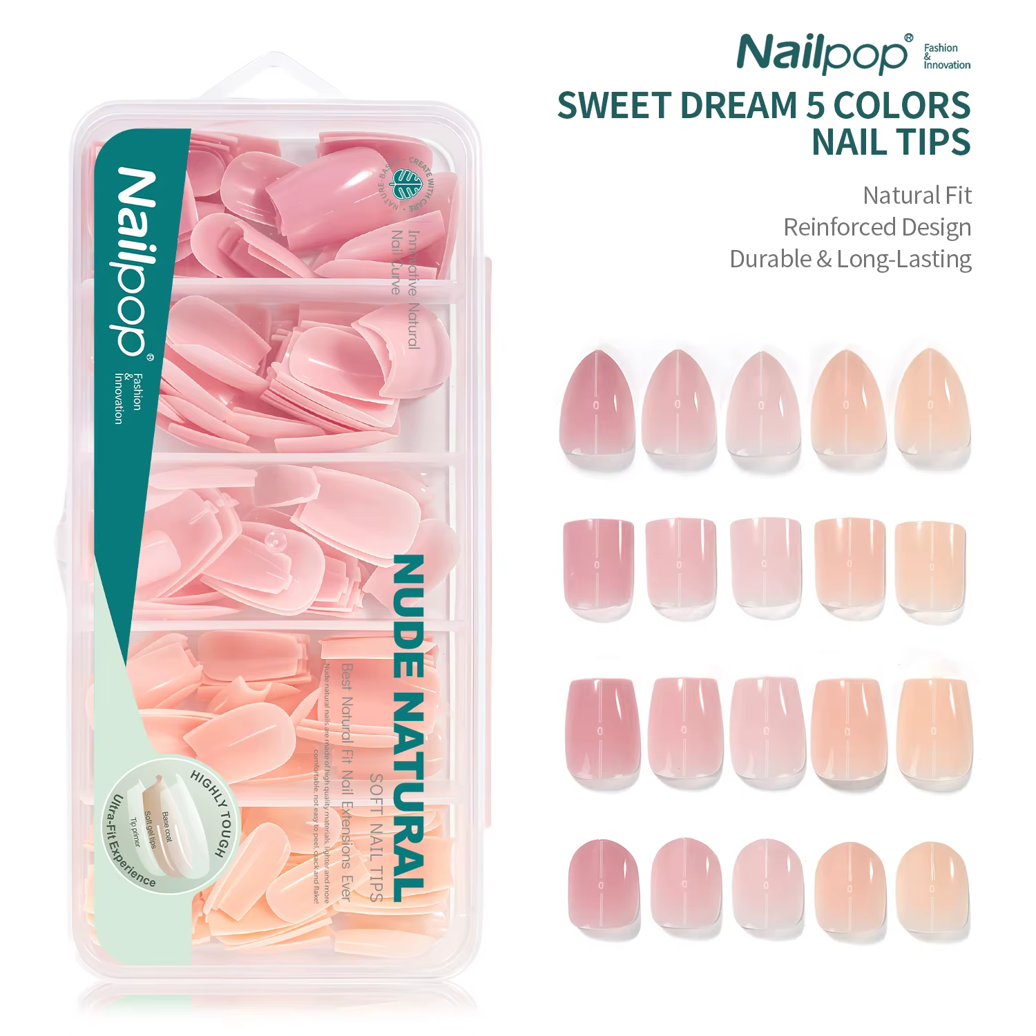 Kit de faux ongles Nailpop Pink Press On Nails