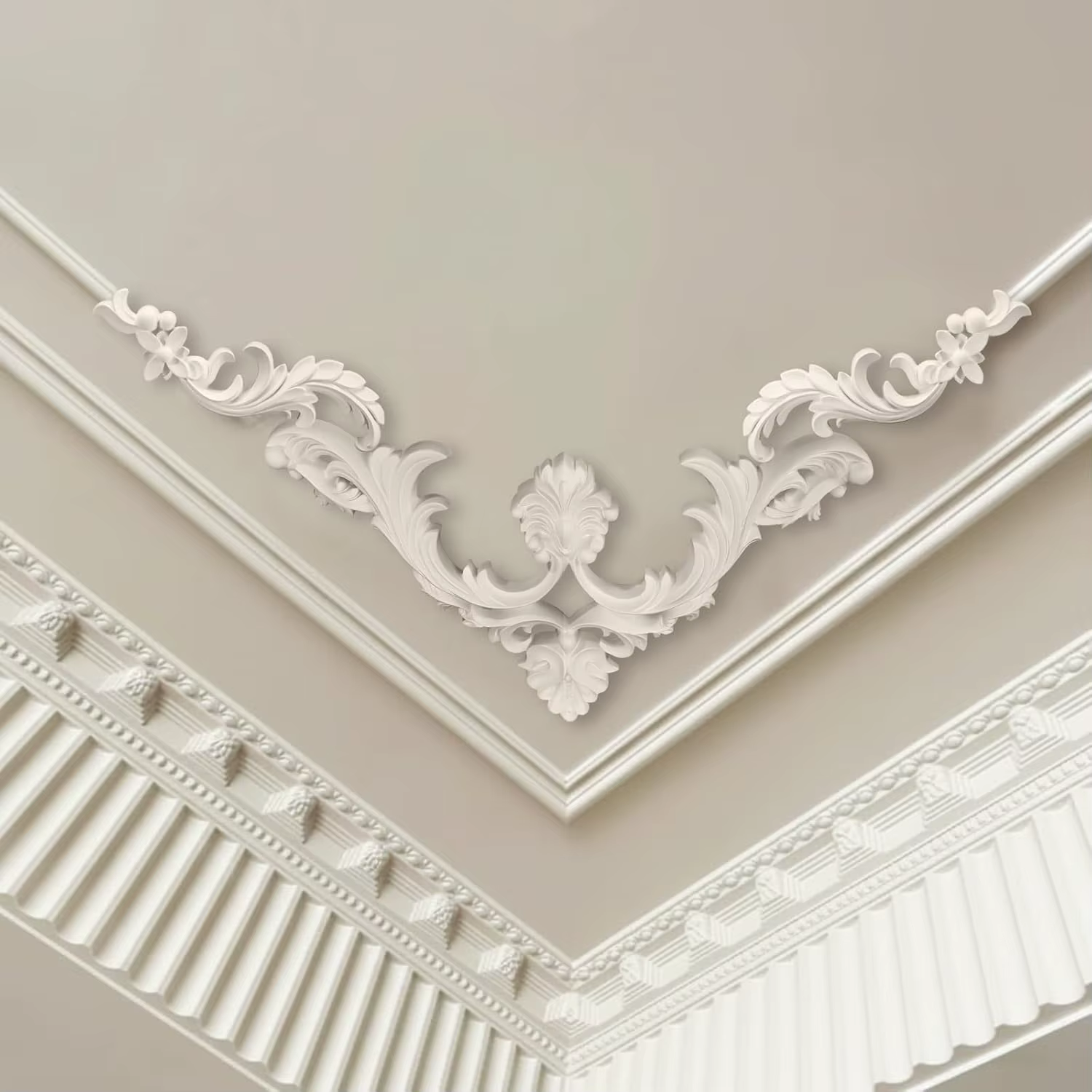 Kit de moulures de plafond en PU, décoration d'angle, garniture murale, motif floral, style français, décoration murale pour moulures de plafond, lambris