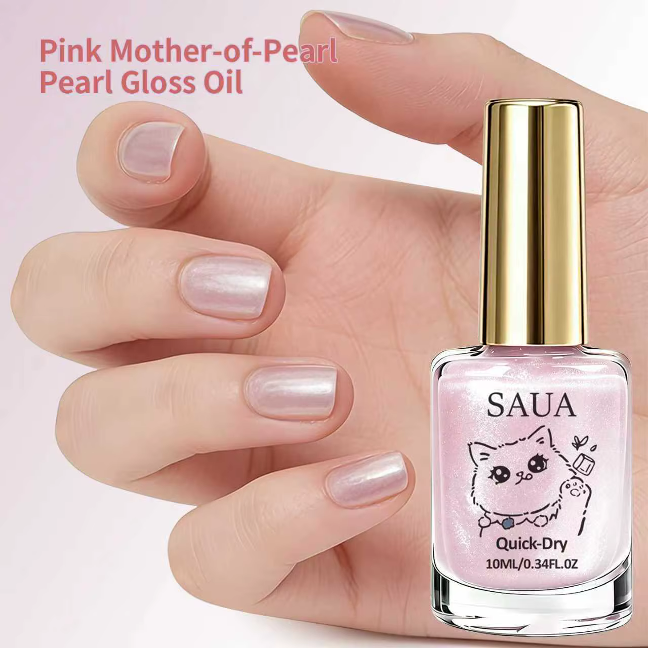 Vernis à ongles nacré rose ; séchage rapide