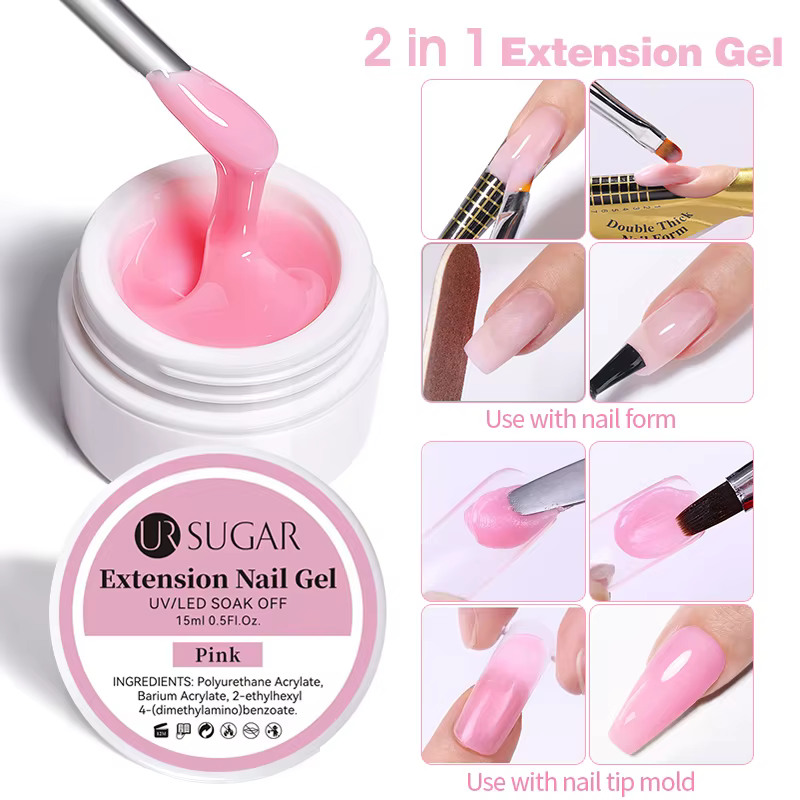 UR SUGAR 15ml gelée Extension vernis à ongles Gel de Construction UV rose blanc clair tremper Nail Art Gel