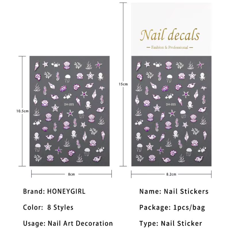 Autocollants pour ongles de dessin animé océan