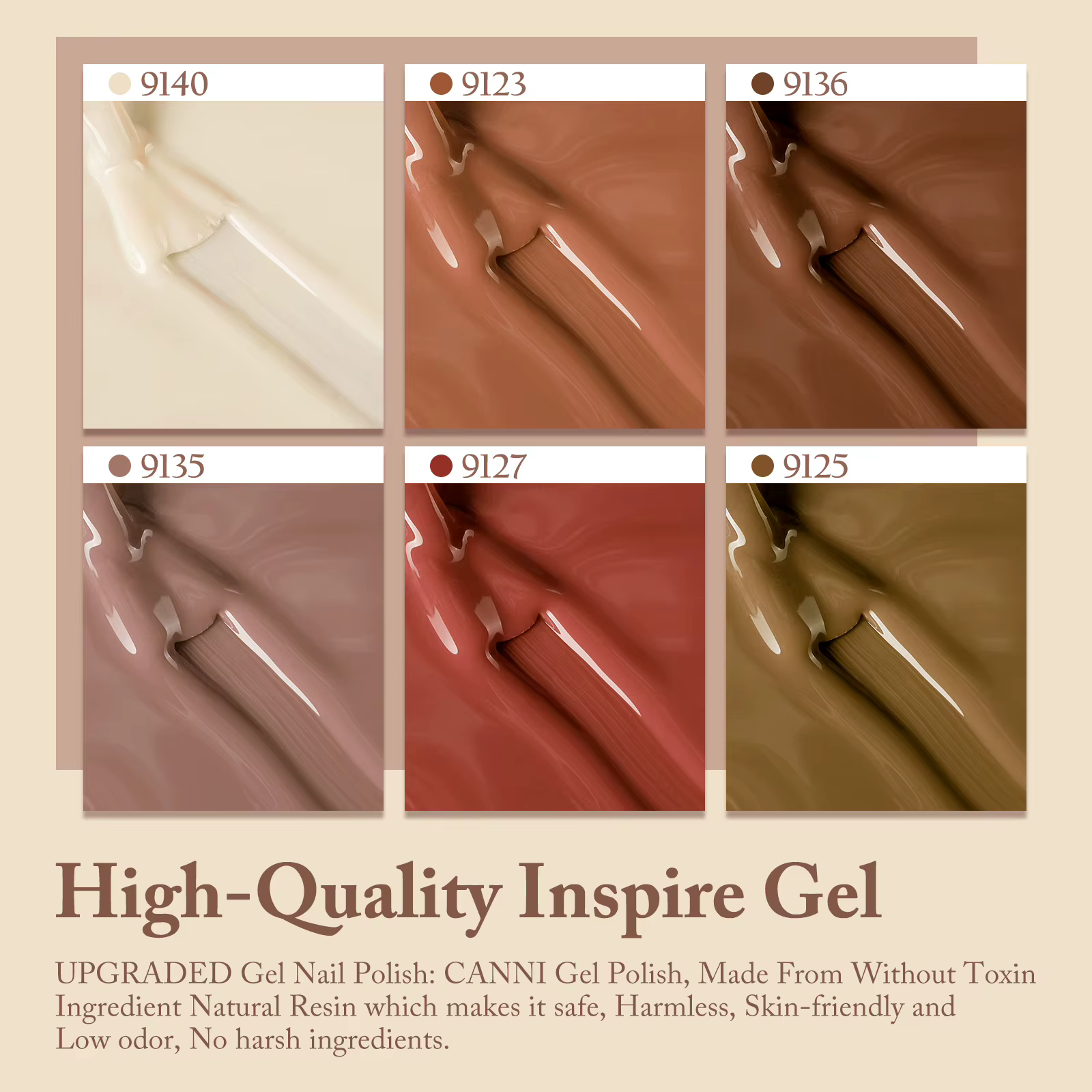 CANNI 6 couleurs Gel vernis à ongles ensemble 9ml coloré HEMA/TPO gratuit Soak-off UV LED bricolage longue durée haute pigmentation Salon manucure Gel