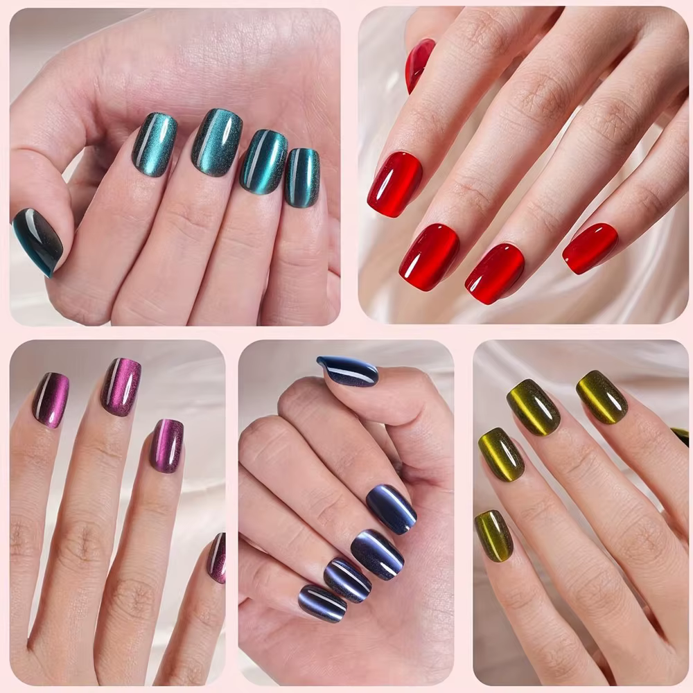 288 faux ongles carrés courts effet œil de chat