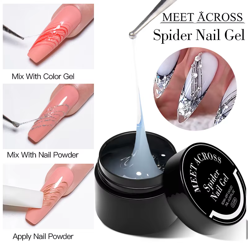 1 - 5pcs / Set 7ml brossé gel vernis à ongles noir et blanc spider web gel Nail Art Design UV peinture Eyeliner gel