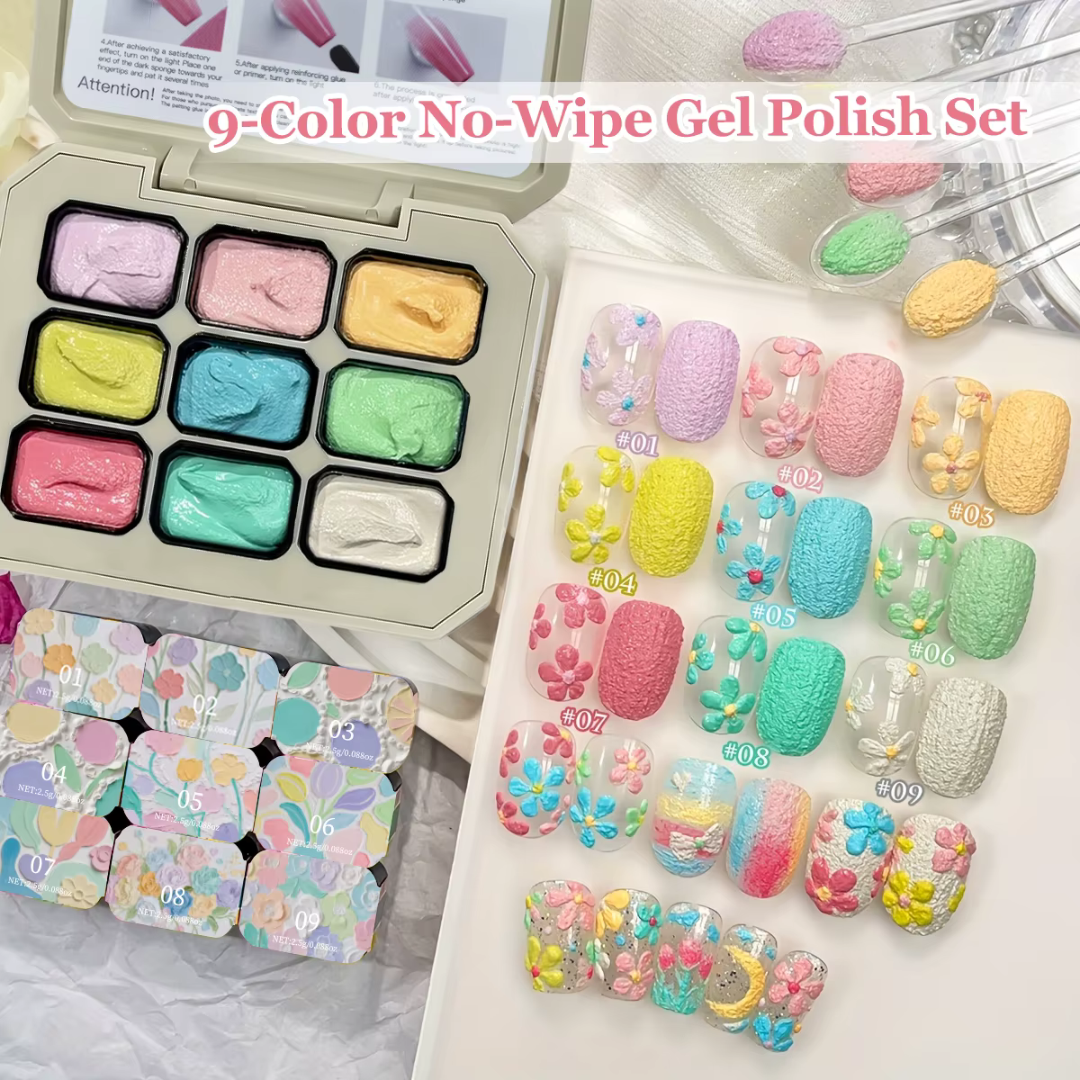 Duolingdai Kit Complet de Gel Peinture à l'Huile Macaron 9 Couleurs - Gel