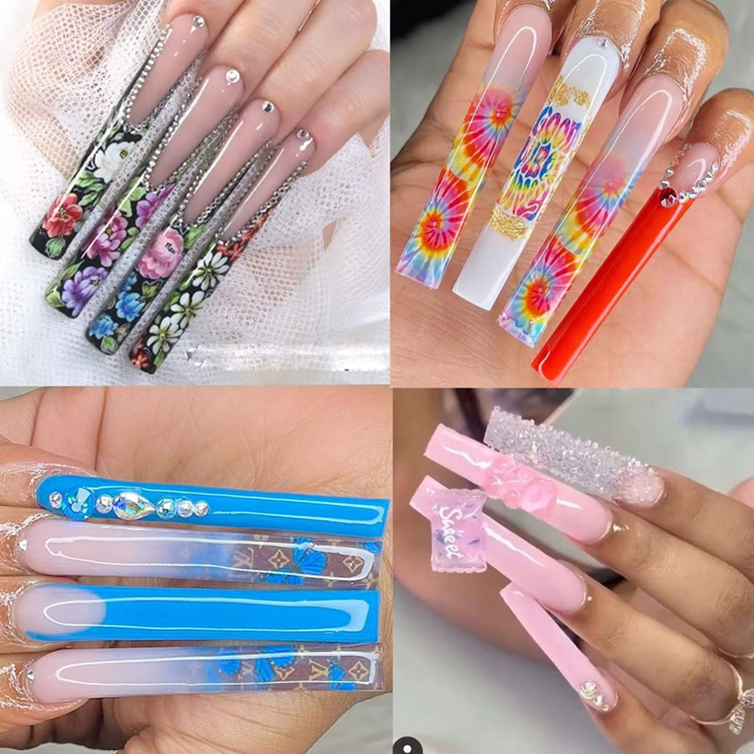 240 faux ongles longs transparents en forme de cercueil