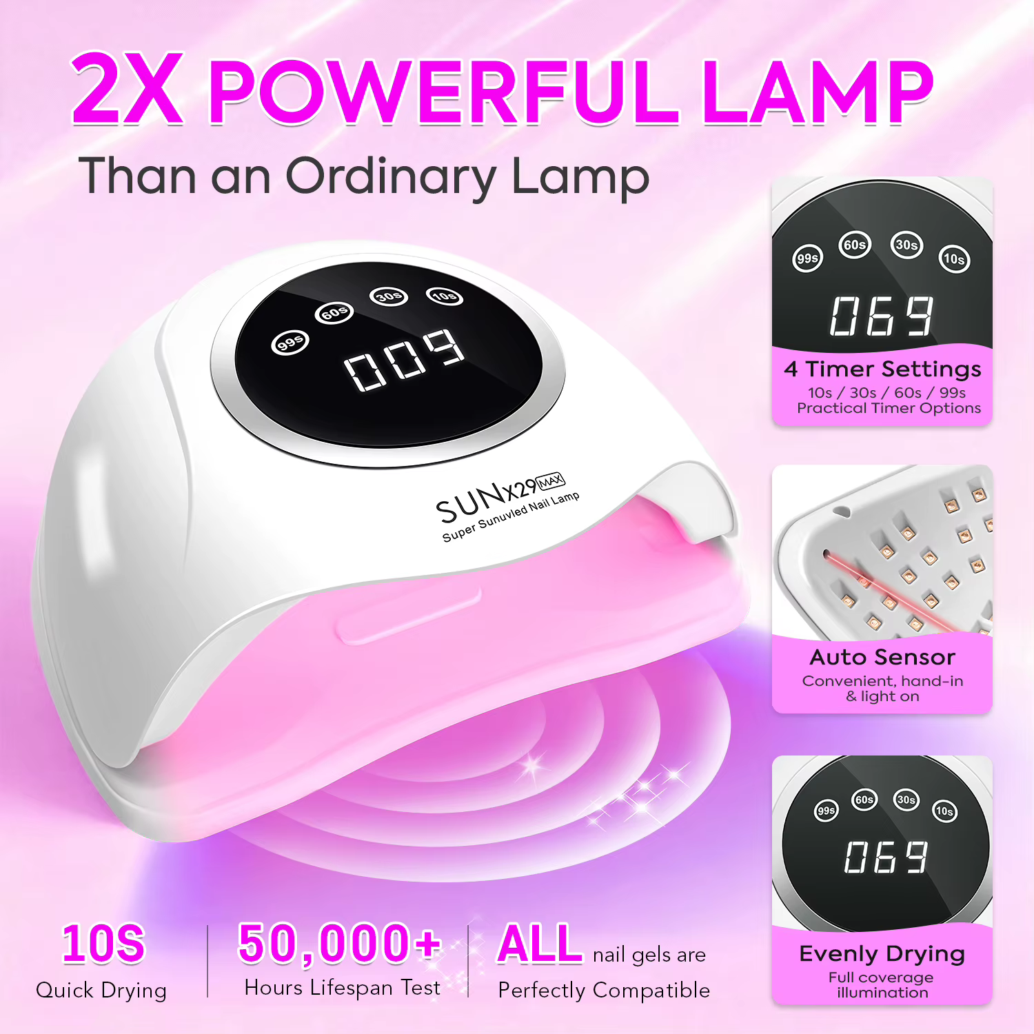 380W professionnel UV LED lampe à ongles pour séchage rapide Gel vernis