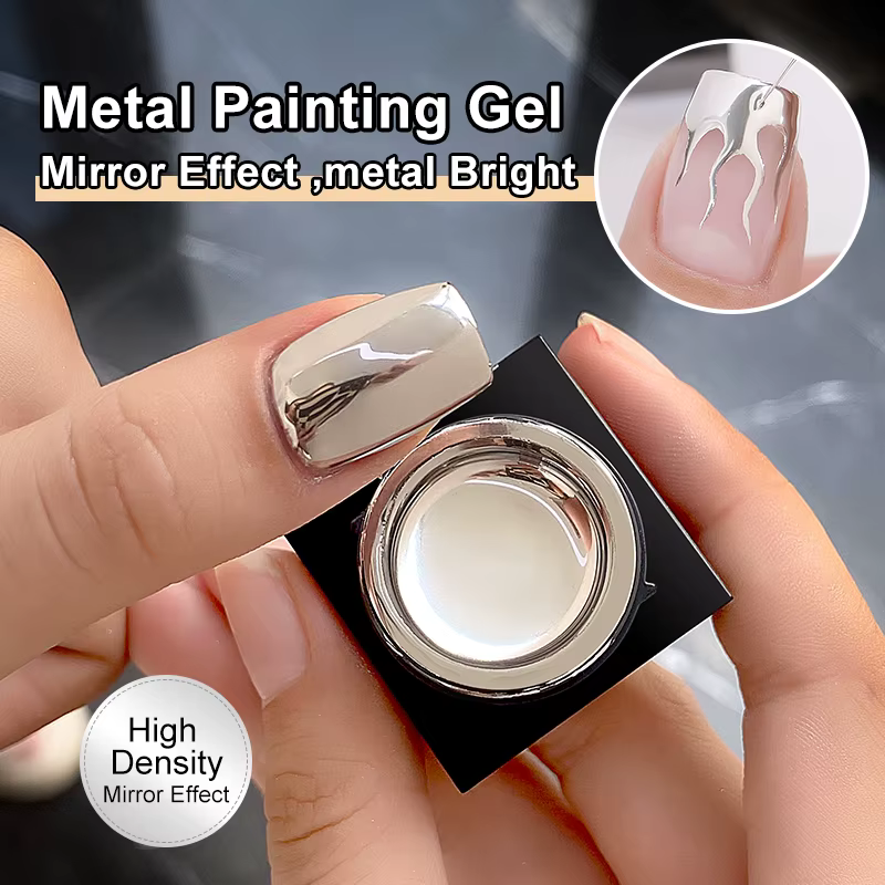 AS 5ml argent métallique peinture Liner Gel vernis Super brillant miroir Gel