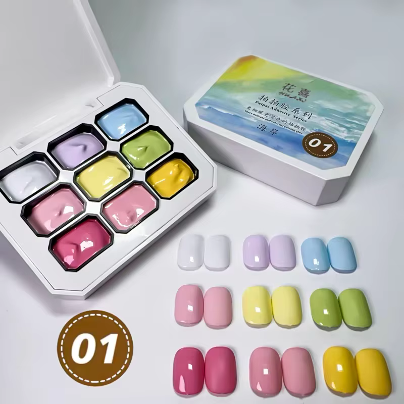 Colle pat 9 couleurs, couleurs vives pour ongles