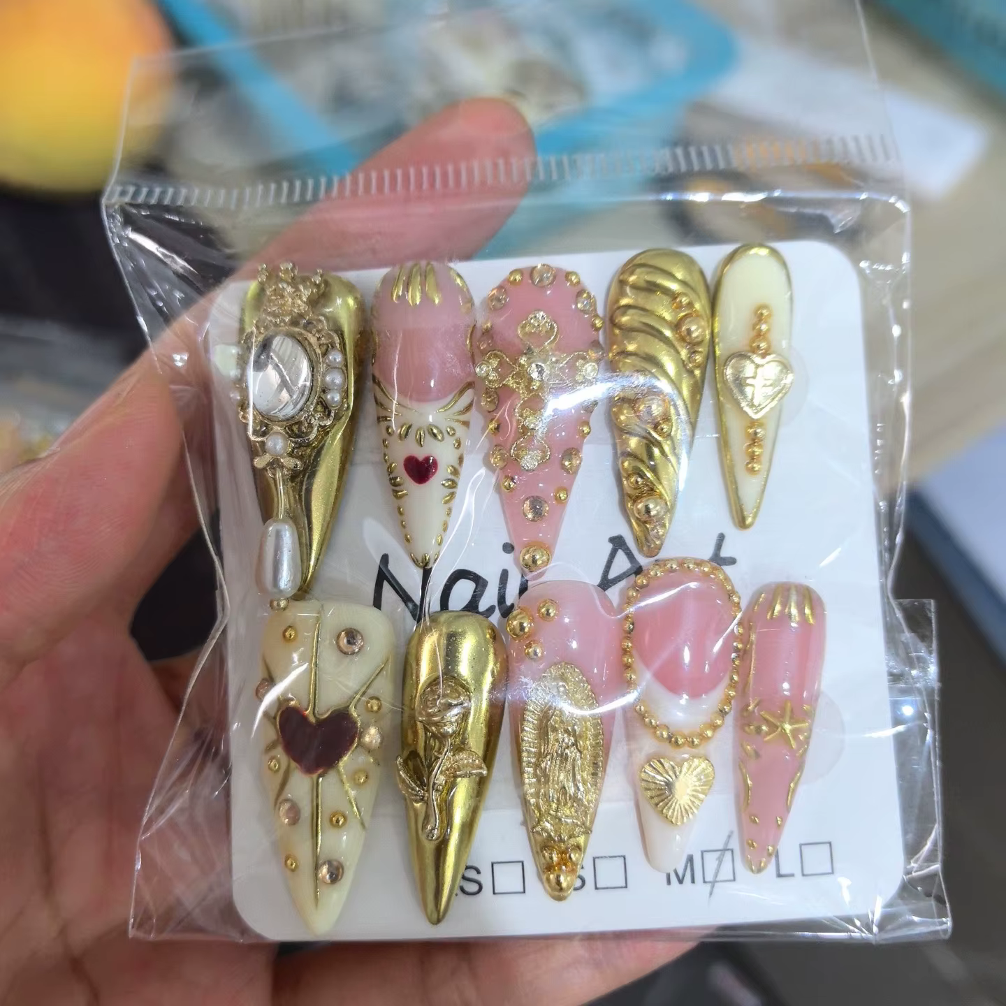 10 pièces mi-long amande Simple été faux ongles rose français presse