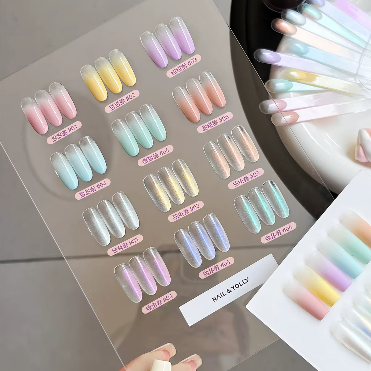 NAIL&YOLLY Pat Painting Mud Gel Palette Aurora Macaron Spring Summer Pastel Shades Acetate Foil Transfer Stamping Nail Art Gel