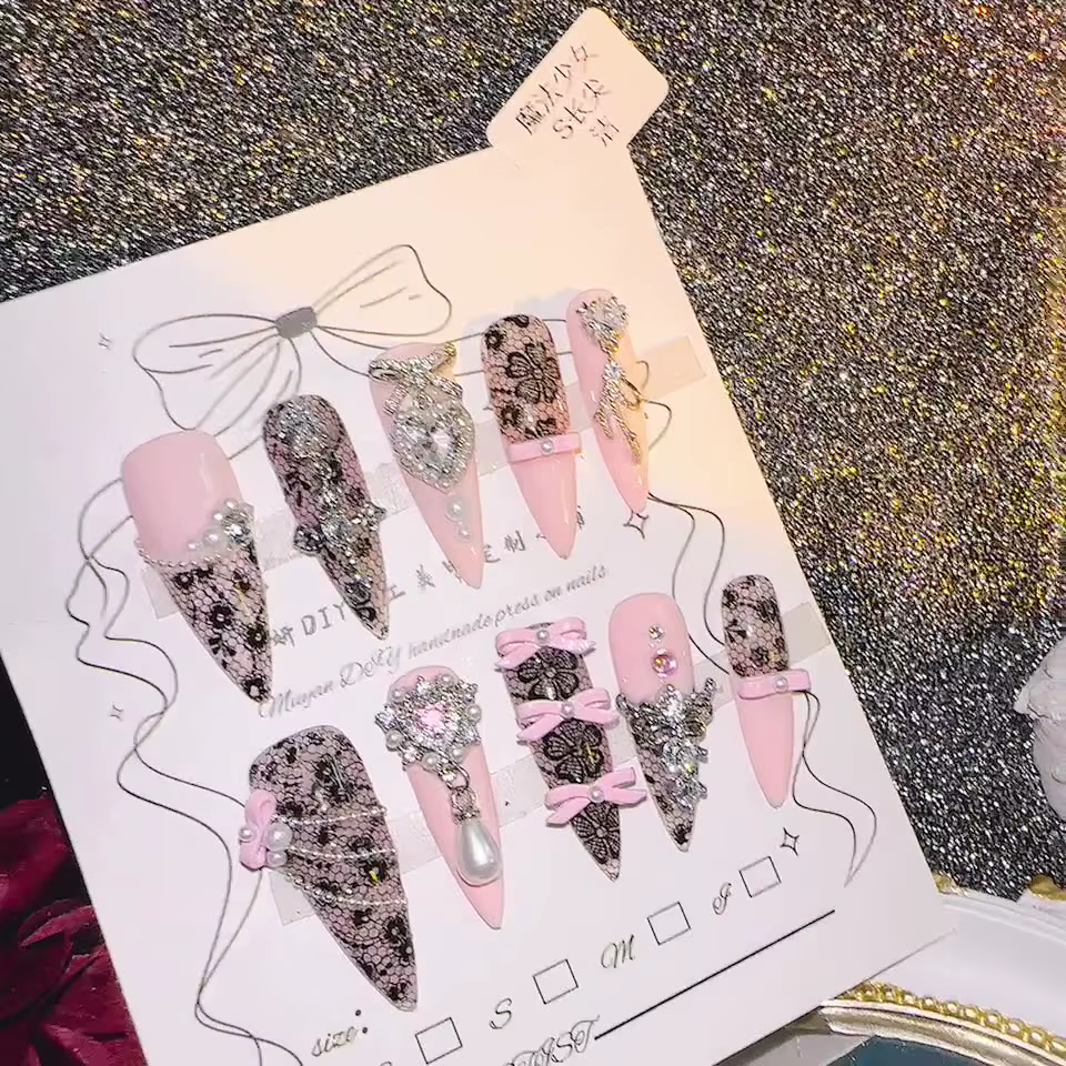 Magical Girl Lace Strass Press On Nails