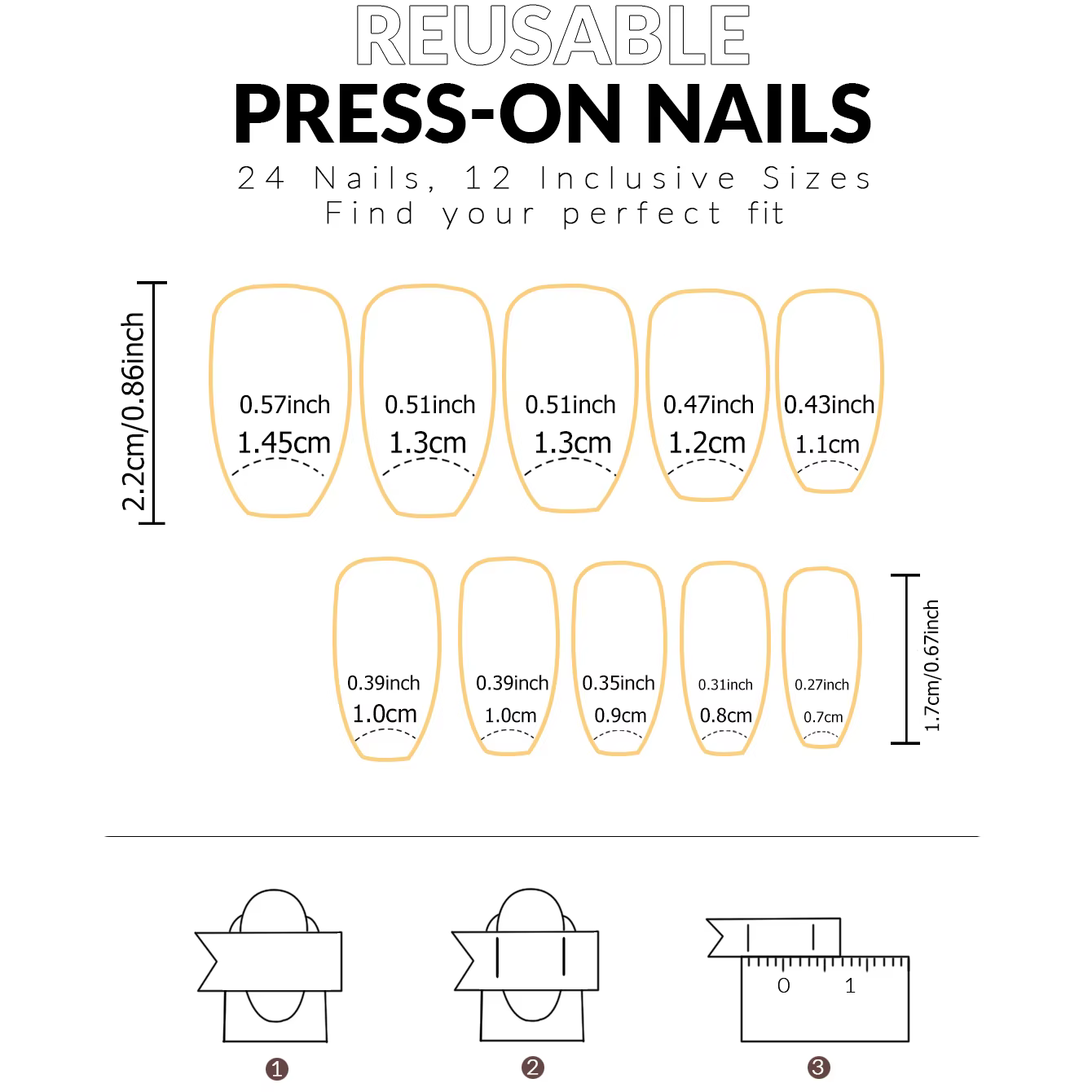 24 pièces d'ongles minimalistes français courts avec 1 gelée et 1 lime à ongles