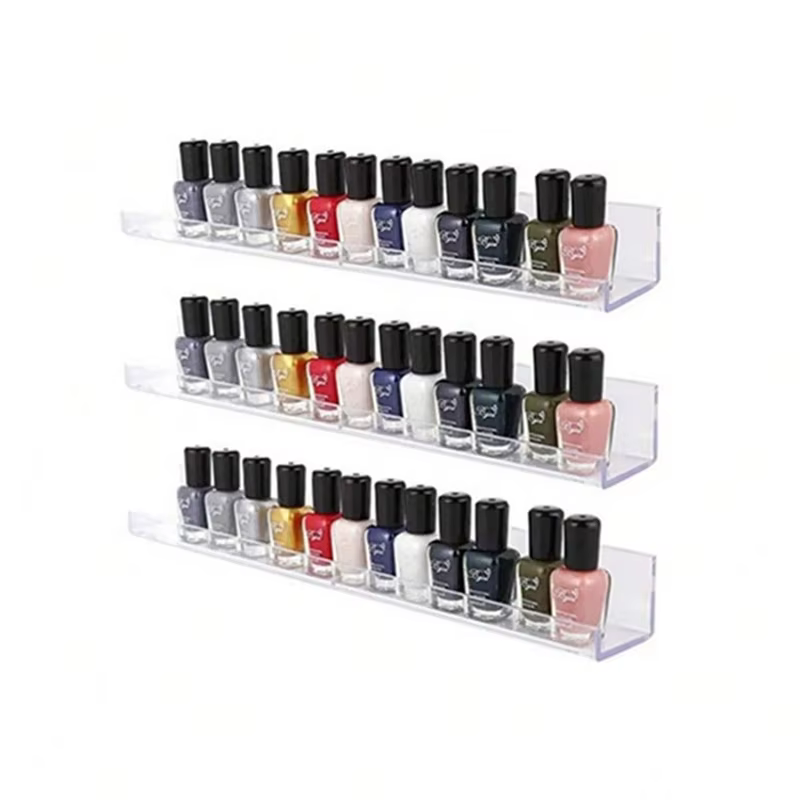 Présentoir mural en acrylique pour vernis à ongles avec vis