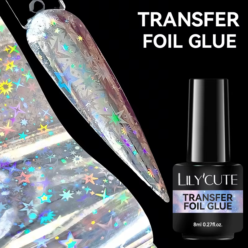 LILYCUTE 8ML feuille de transfert colle pour ongles étoilés vernis Semi-Permanant pour autocollant adhésif