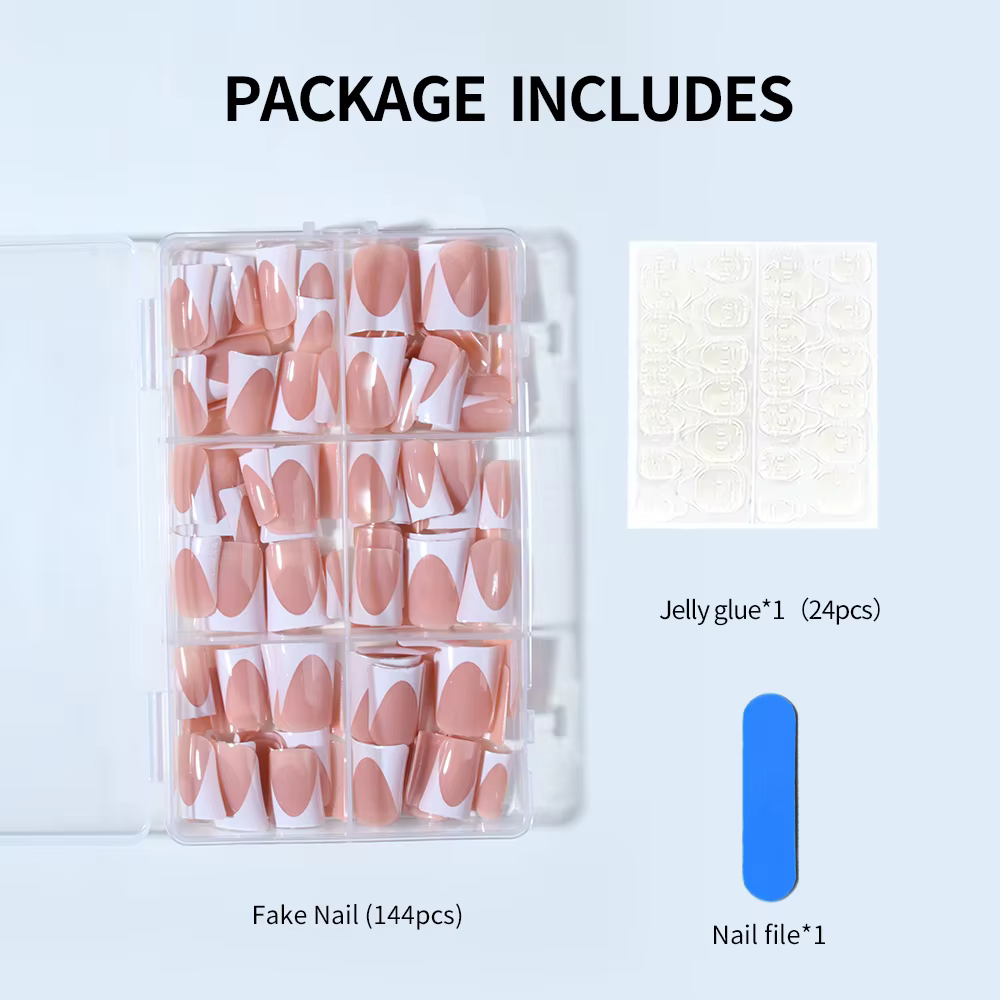 144 pièces ongles de canard élégance Simple et classique blanc français
