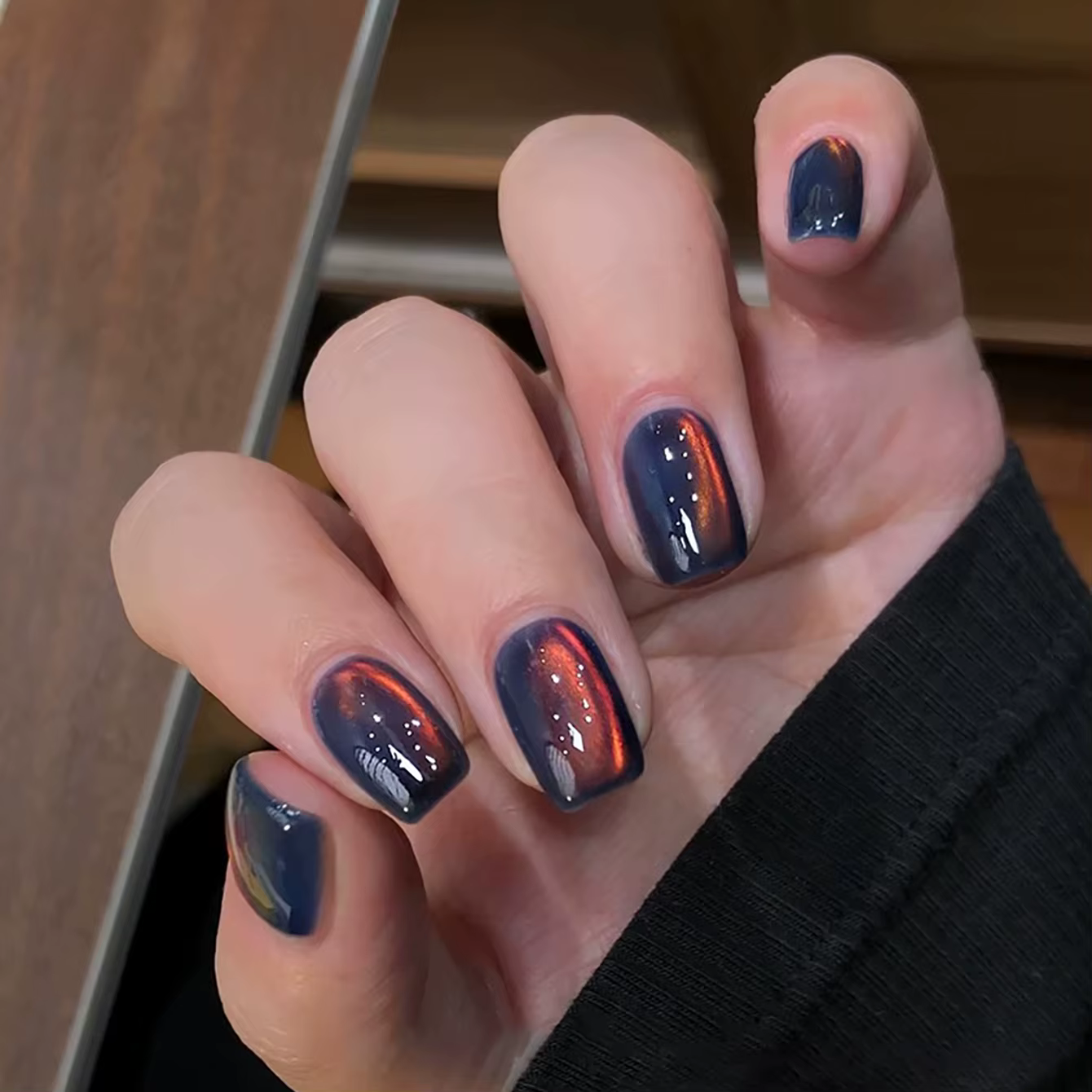 1-12 pièces WS automne hiver ongles mer coucher de soleil ambre bleu or Linght cristal verre perle oeil de chat Gel