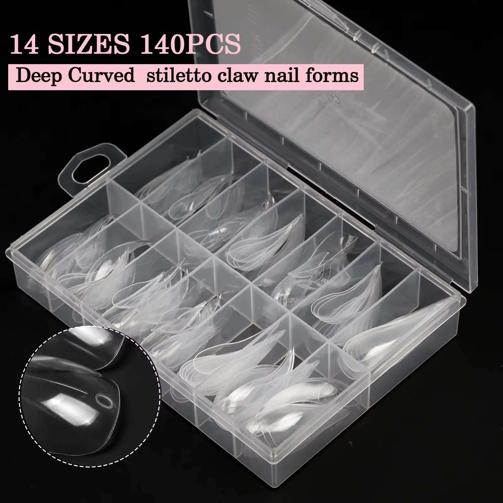 Nouvelles formes d'ongles à griffe d'aigle 140 pièces pointes d'extension en cristal pour ongles en Gel rapides Kit