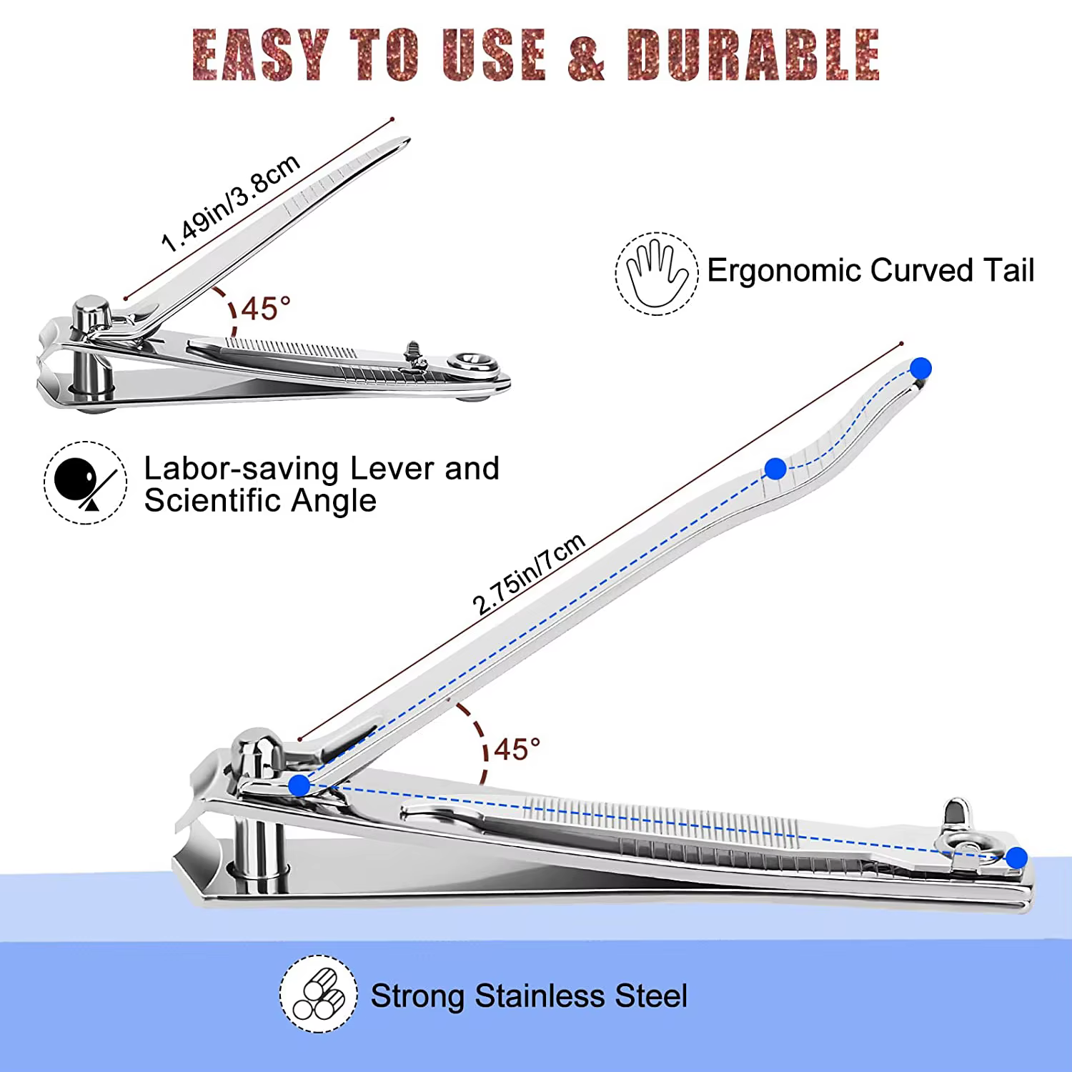 Coupe-ongles, coupe-ongles et orteils en acier inoxydable de qualité supérieure
