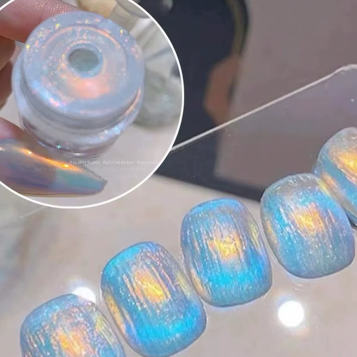 1 sirène aurore couleur chrome poudre à ongles rêve licorne clair de lune effet miroir flash peinture UV gel nail art création