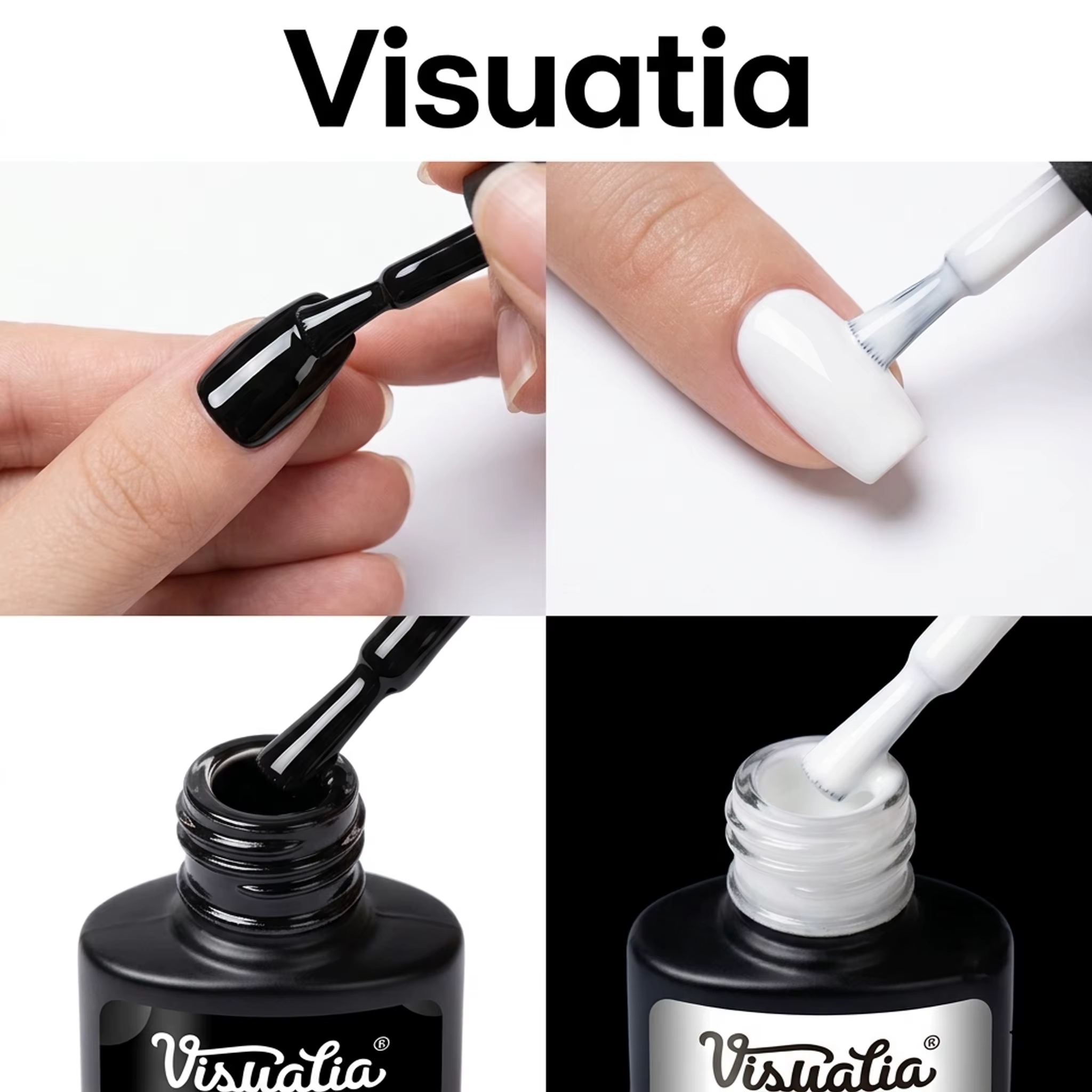 Ensemble de vernis à ongles classiques noir et blanc