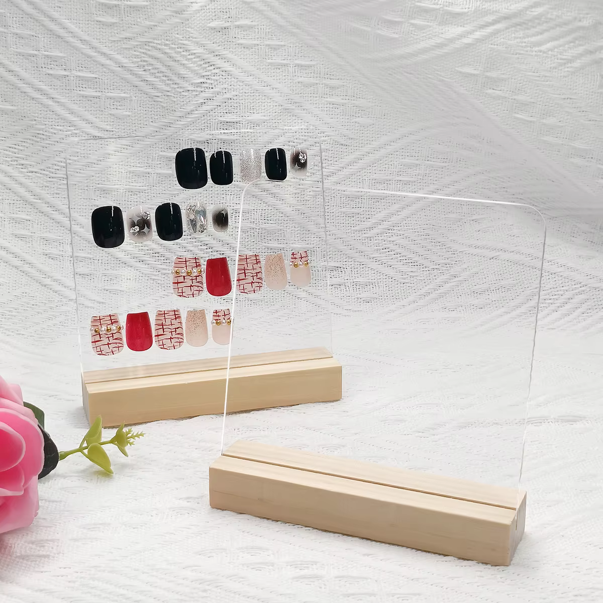 Présentoir à ongles en acrylique transparent