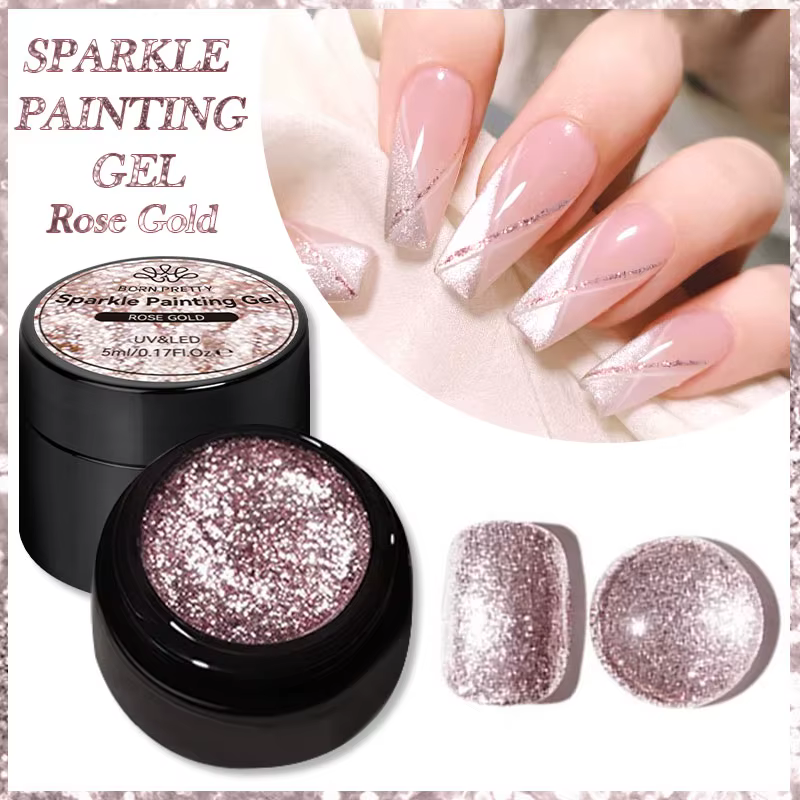 Bankrupty N PRETTY-Verhéritage à Ongles Gel Pailmétrage Platinum Rose Gold