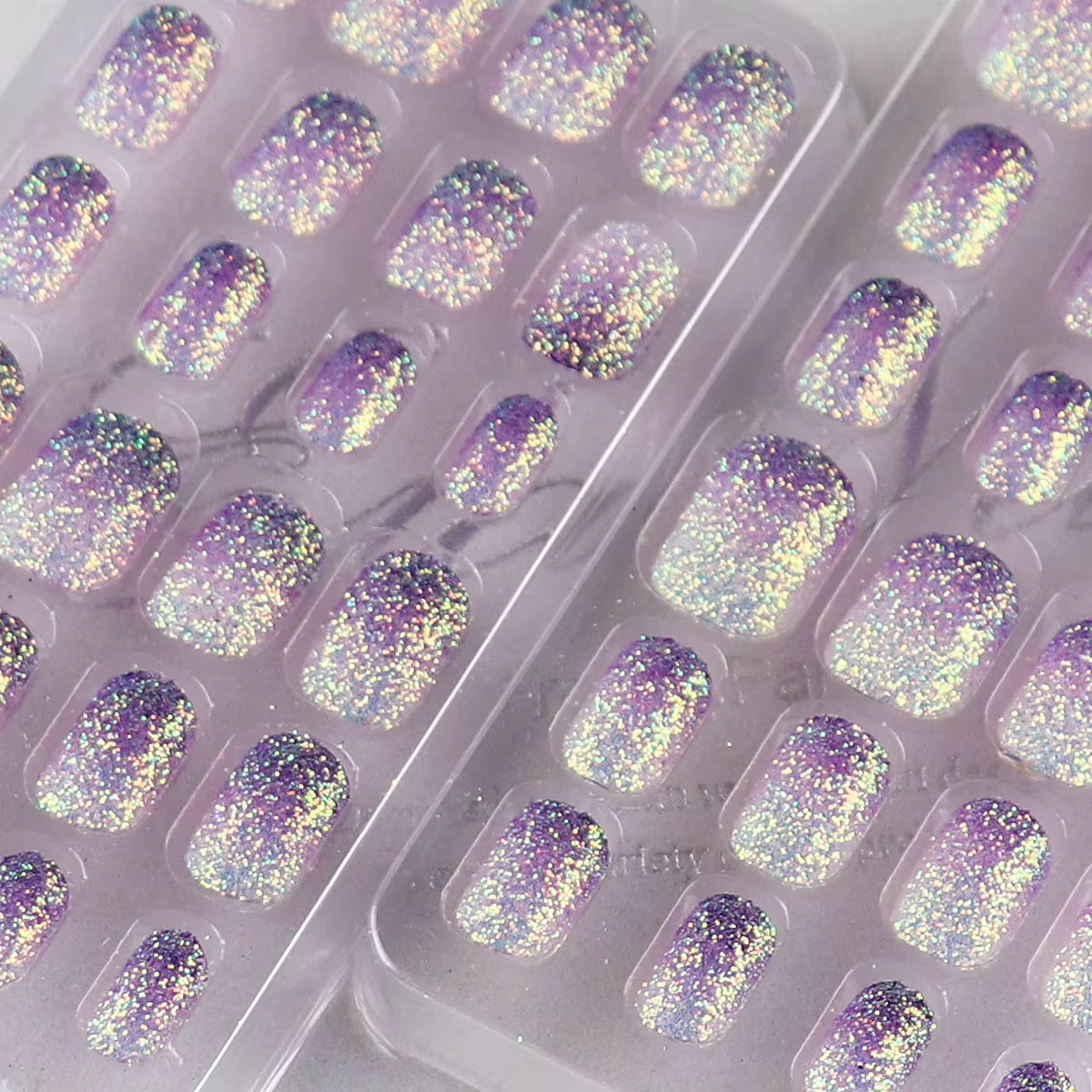 24 pièces violet paillettes enfants presse sur ongles pré-colle