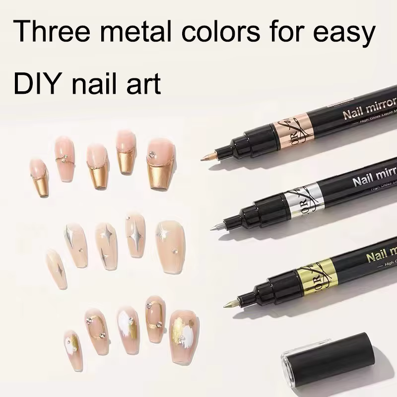 Nail Art Graffiti Pen Set 3D Black Gold