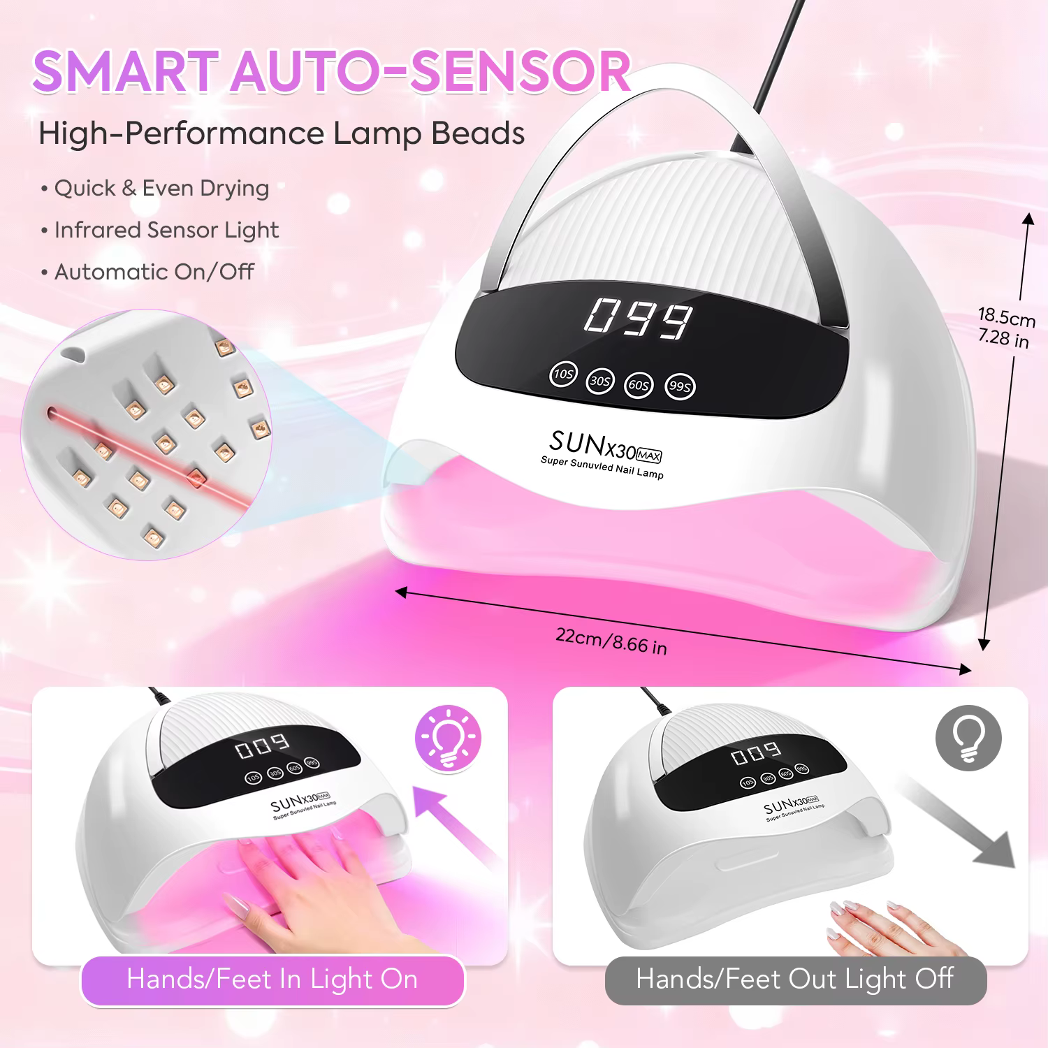 Lampe à ongles UV sèche-ongles Portable avec écran tactile