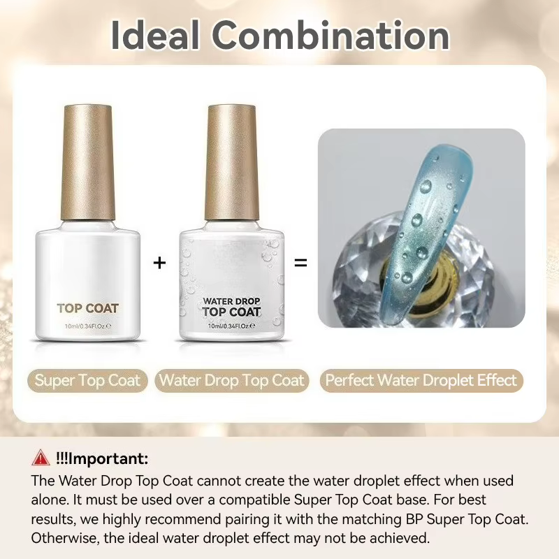 Nouveau 2026 10ml Top Coat Goutte d'Eau Transparent pour Ongles