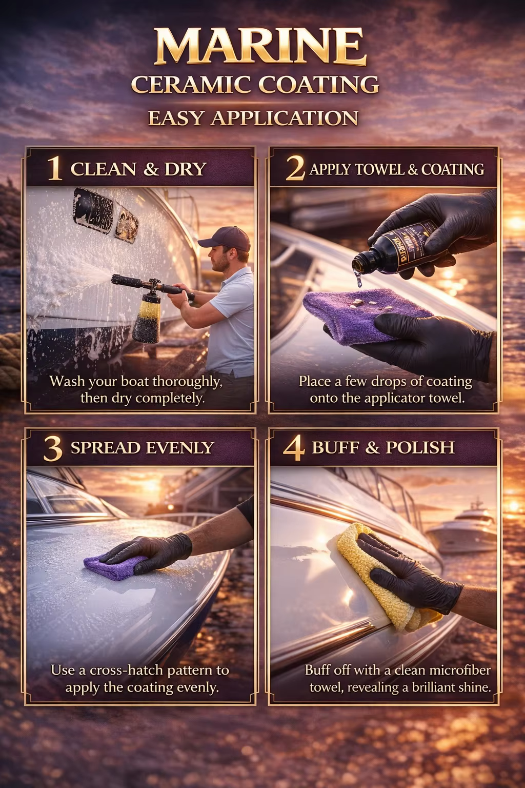 Revêtement Céramique Marin Qualité Professionnelle – Peinture Bateau Haute Brillance & Protection de Surface pour Yachts