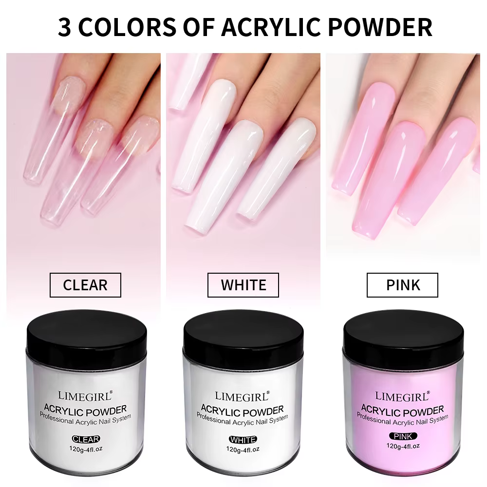 Poudre acrylique 120g avec rose clair blanc