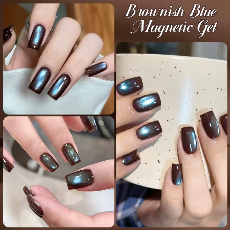 Vernis à ongles Gel magnétique chat bleu brunâtre