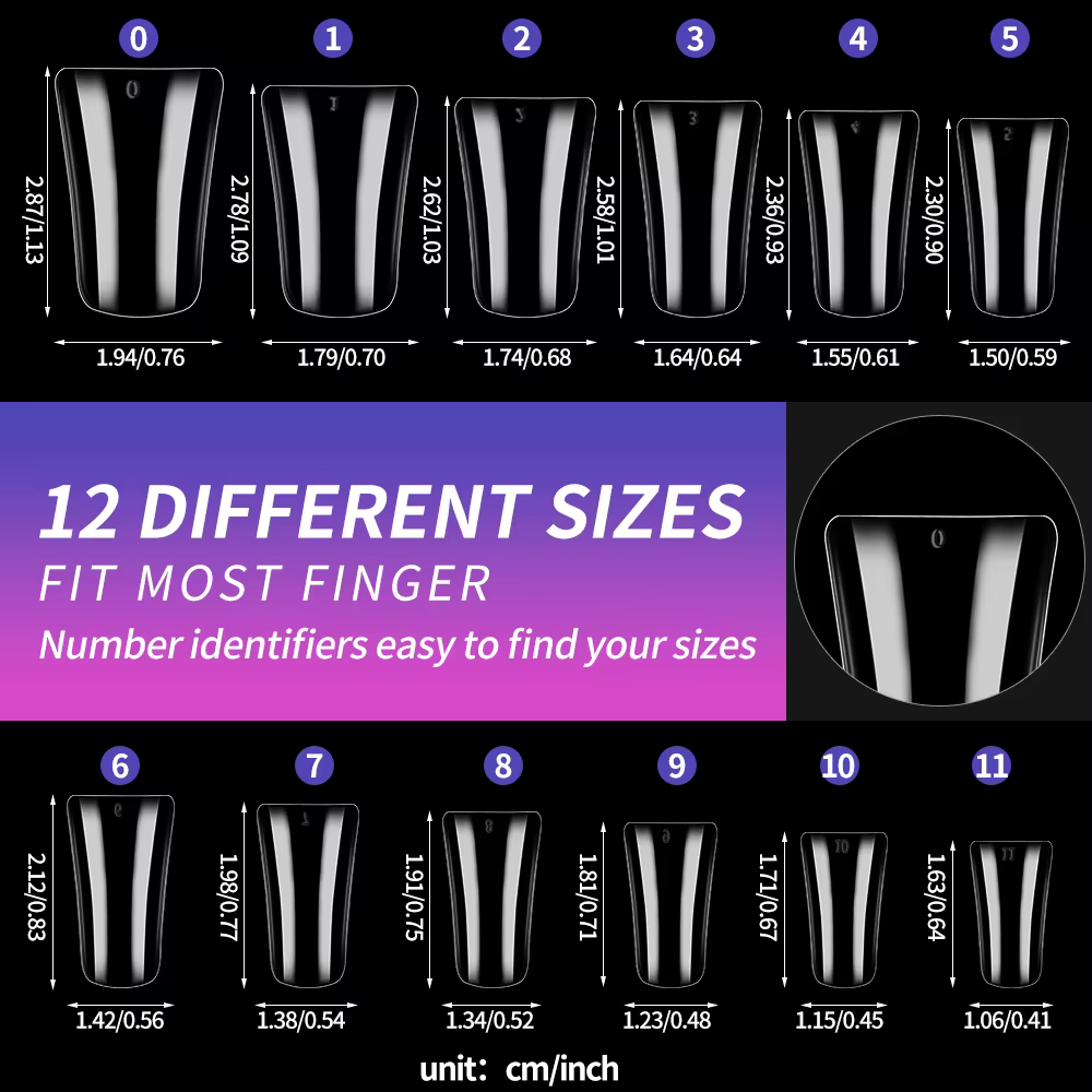 120 pièces 12 tailles pieds de canard Style faux ongles pointes d'ongles