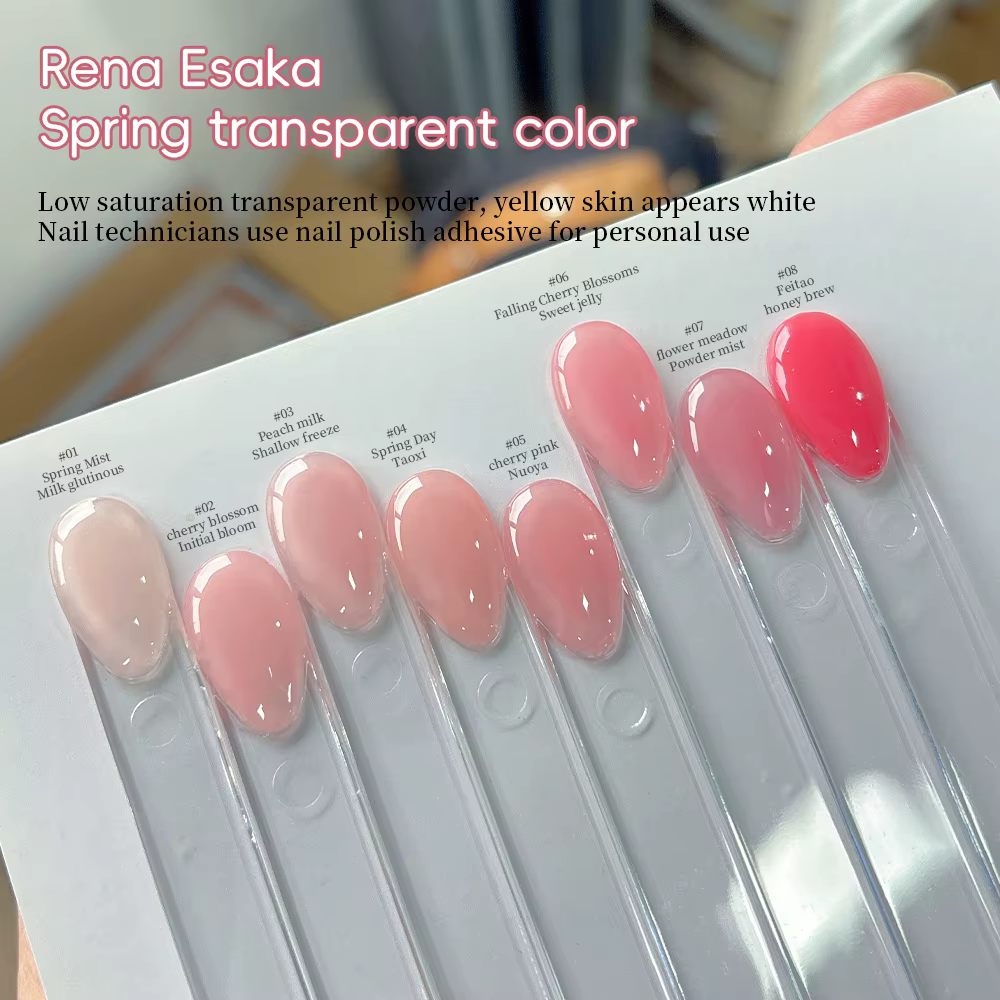 KANIU Gel Poudre Transparent Nude Rose 8 Couleurs pour Manucure Quotidienne Effet Naturel Sans Maquillage
