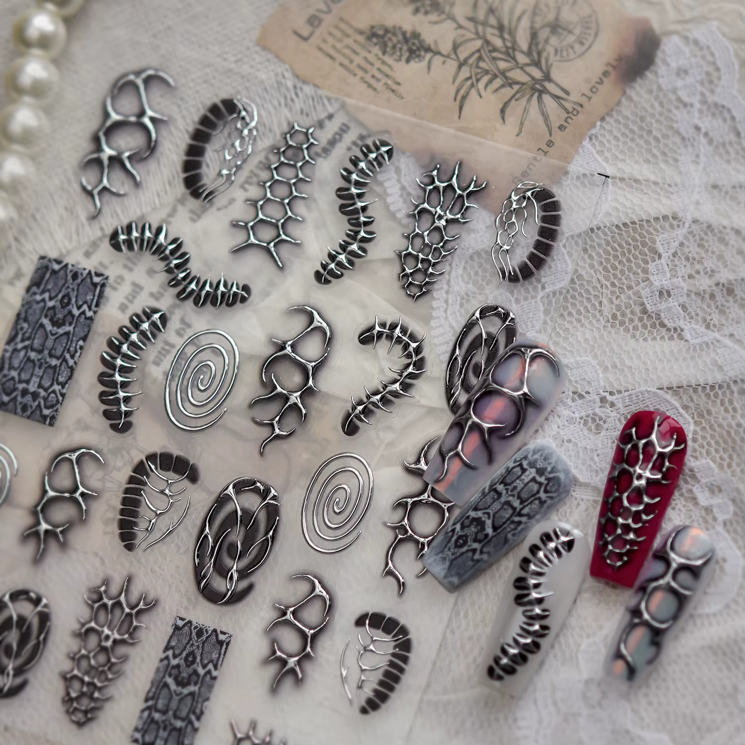 Autocollants pour ongles en métal style punk