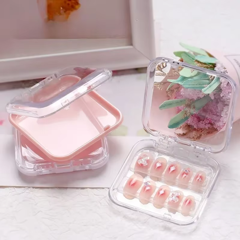 Boîtes à ongles vides pour l'emballage, boîte de forme carrée, vente en gros de pointes d'ongles, étui d'emballage à pression pour petites entreprises, 10 pièces