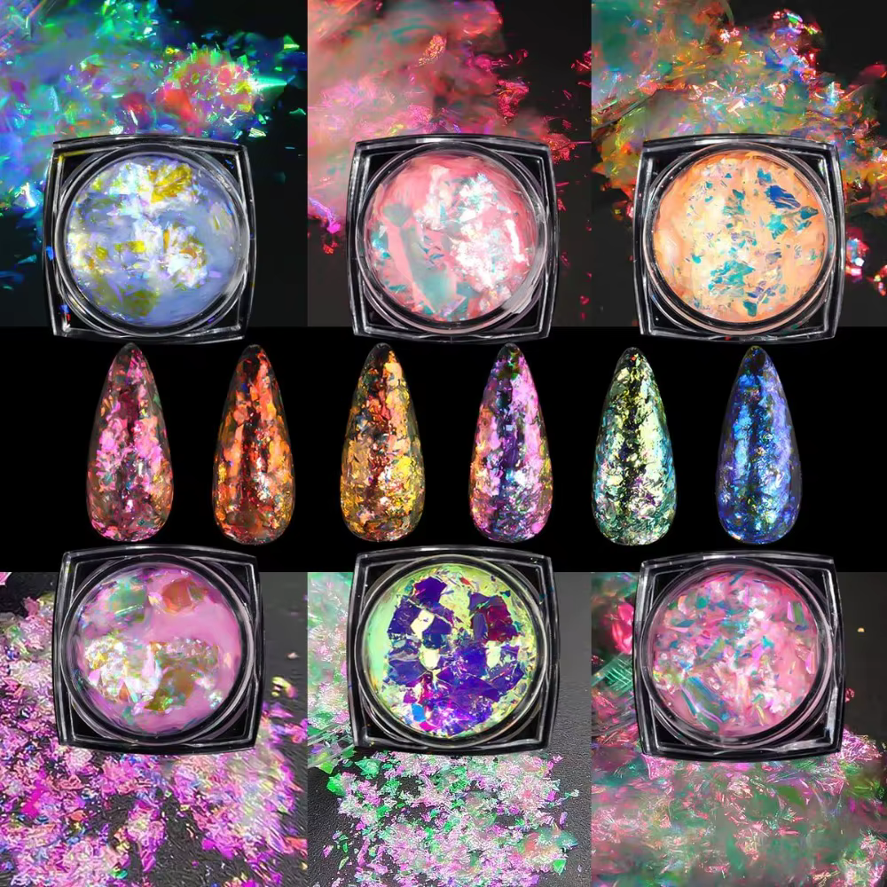 Paillettes pour ongles effet caméléon 6 couleurs