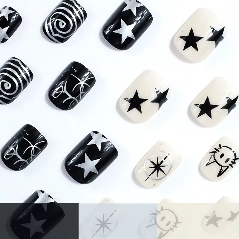 24 pièces de faux ongles carrés pour nail art