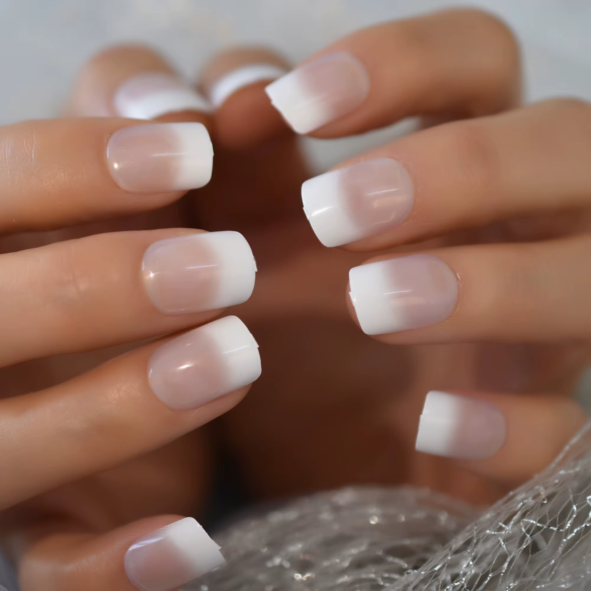 Fench manucure 24 pièces presse sur les pointes des ongles