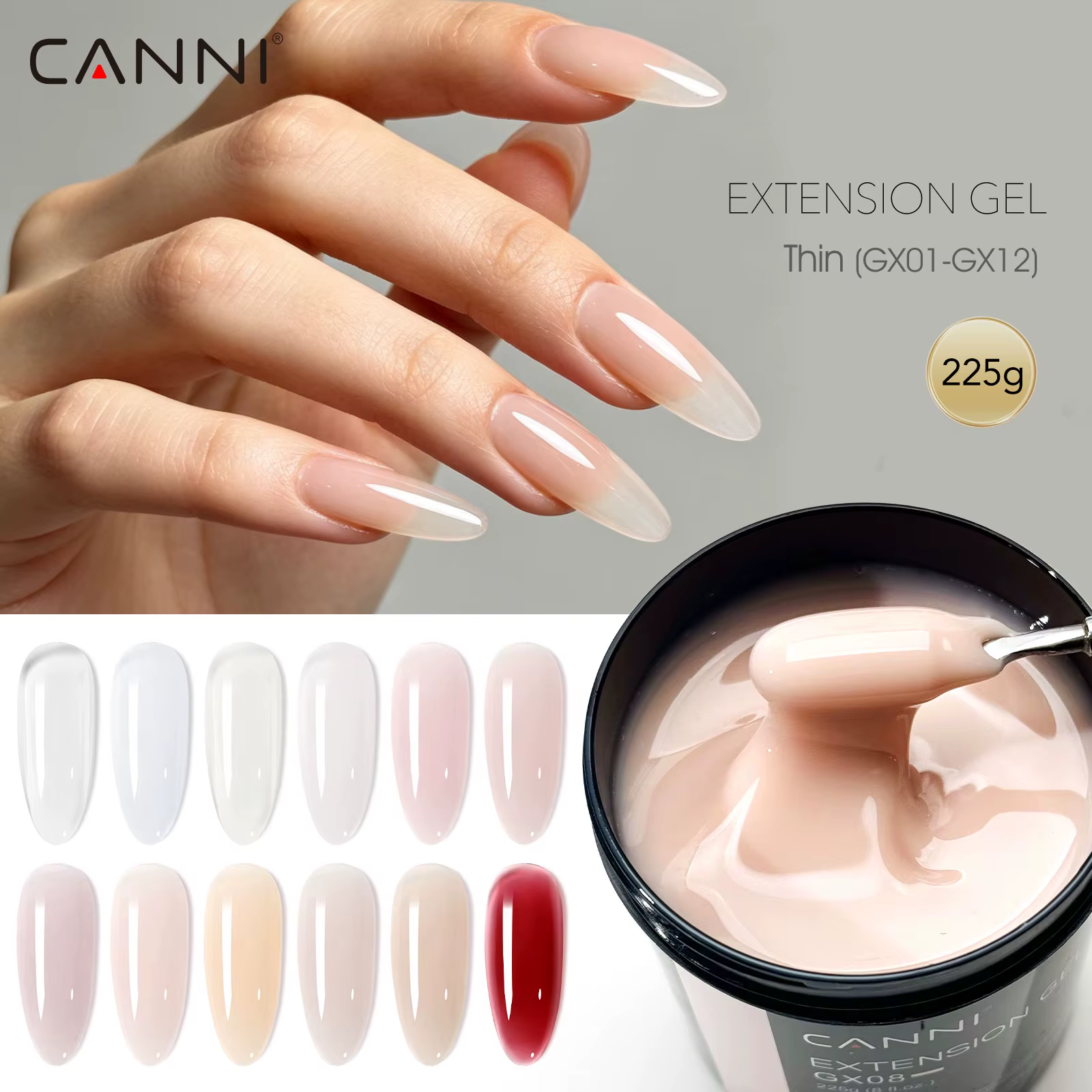 Gel de construction pour extensions d'ongles CANNI 8 oz SANS TPO