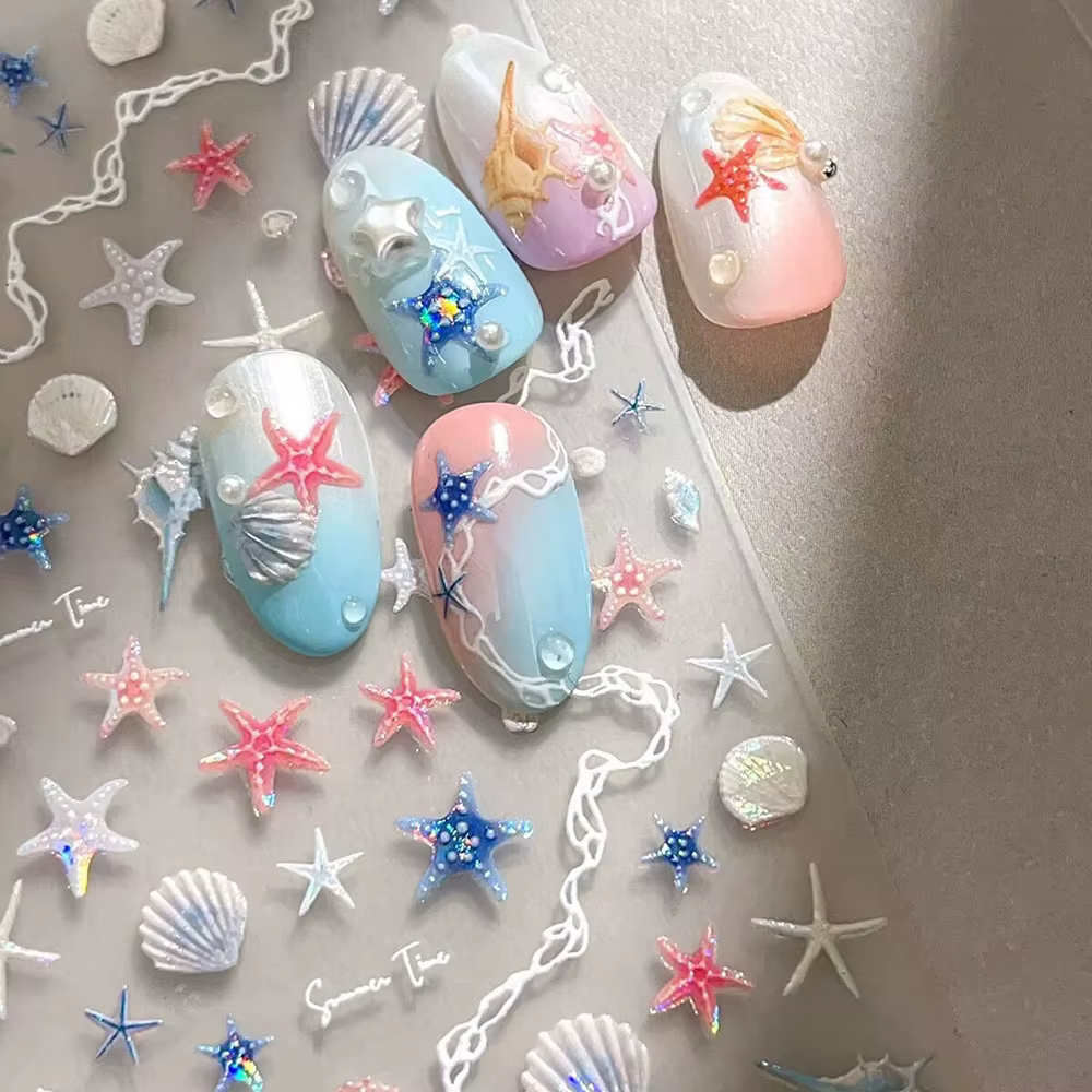 Autocollants pour ongles thème mer d'été