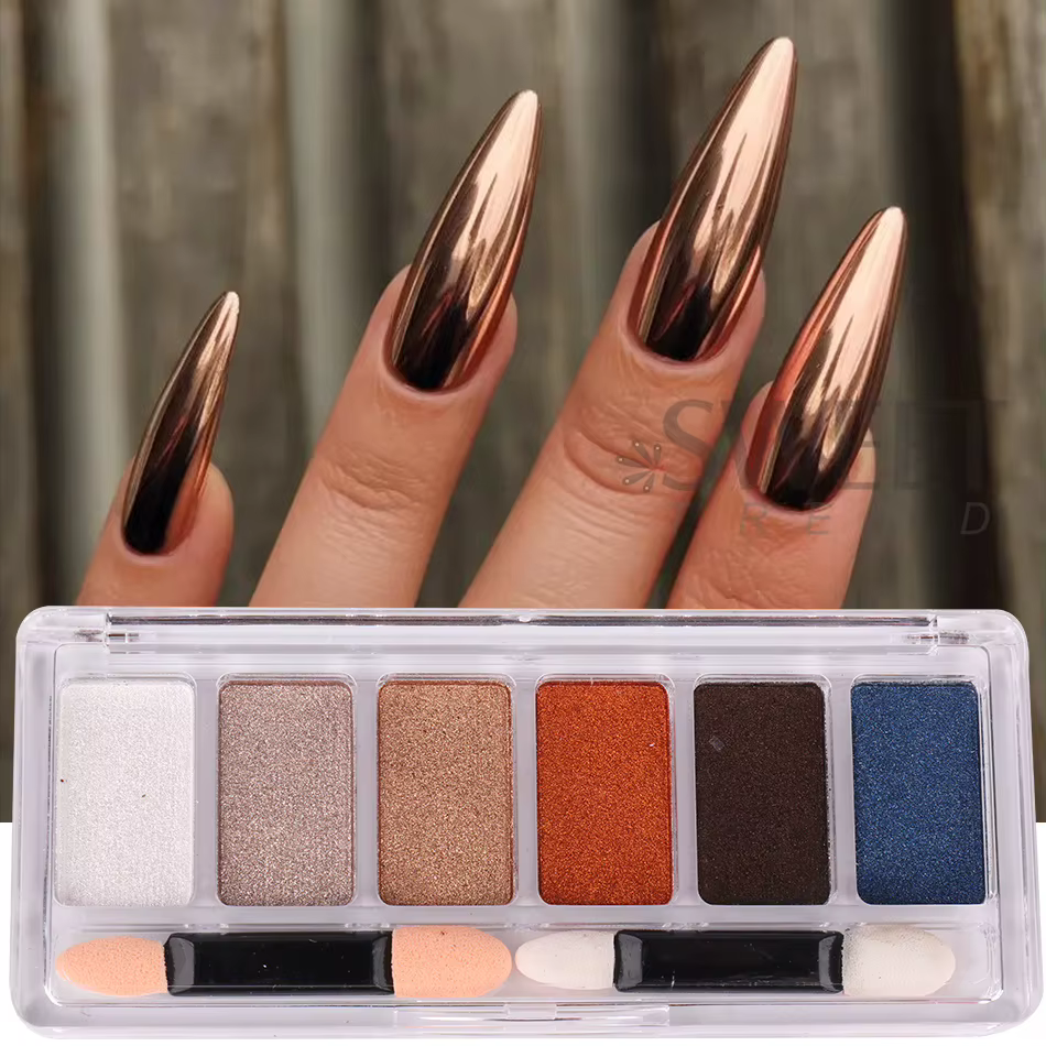 Poudre à ongles chromée 6 couleurs