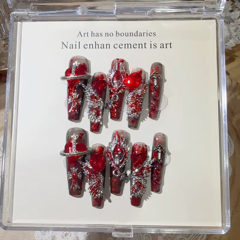 10 pièces Faux ongles à presser longs forme stiletto