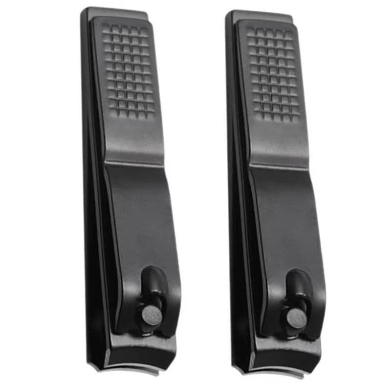 2X coupe-ongles noir en acier inoxydable ongles